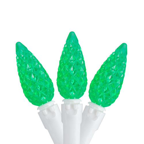 LED C6 Faceted Christmas Lights - Green - 22.5' White Wire - 70ct - IMAGE 1