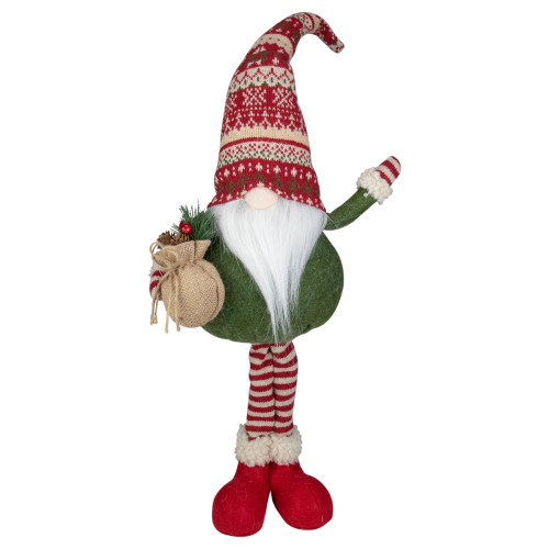 27" Red and Green Standing Gnome Tabletop Christmas Decoration with Gift Bag - IMAGE 1