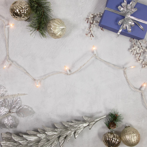 Mini Incandescent Christmas Lights - Frosted Clear - 49.5' White Wire - 100ct - IMAGE 1