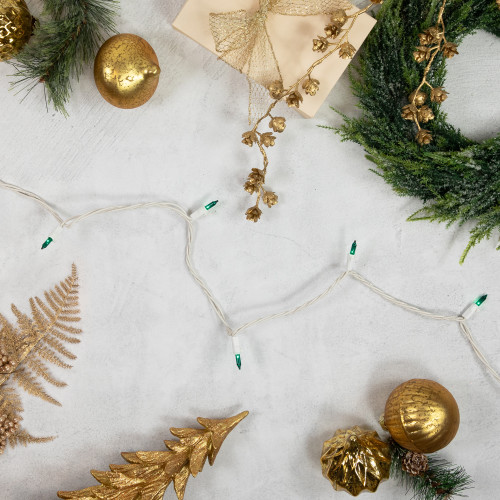 Mini Incandescent Christmas Lights - Teal Green - 24.5' White Wire - 50ct - IMAGE 1