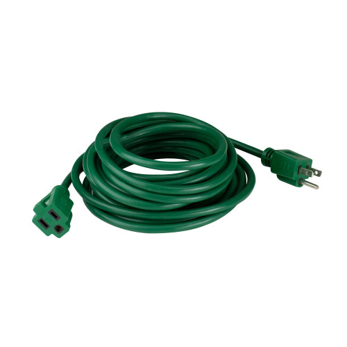 Three-Prong Outdoor Extension Power Cord with Single Outlet End Connector - 20' - Green - IMAGE 1