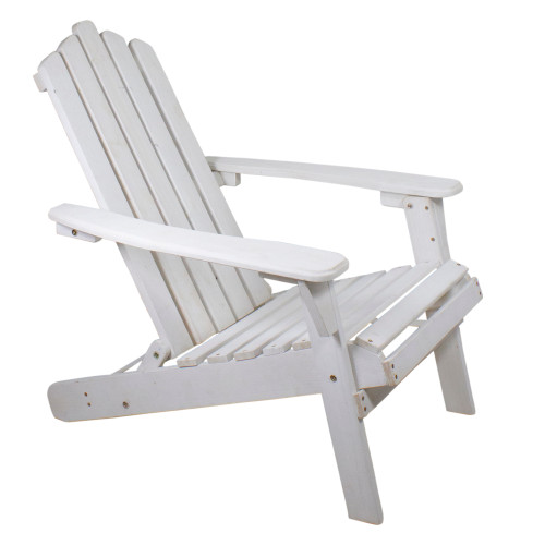 36" White Classic Folding Wooden Adirondack Chair - IMAGE 1