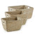 Set of 3 Beige and Gray Natural Woven Rectangle Baskets with Handle 23" - IMAGE 1
