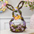 14.5" Purple and Green Artificial Floral Bunny Shaped Basket - IMAGE 1