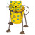 9" Yellow Floral Metal Cat Garden Planter - IMAGE 1