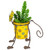 9" Yellow Floral Metal Cat Garden Planter - IMAGE 4