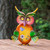 11" Orange and Green Metal Owl Outdoor Decoration - IMAGE 2