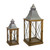 Wooden Candle Lanterns with Handle - 33.5" - Gray and Brown - Set of 2 - IMAGE 1