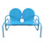 2-Person Outdoor Retro Metal Tulip Double Glider Patio Chair, Turquoise Blue - IMAGE 1