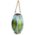 15.5" Silver Floral Outdoor Hanging Solar Lantern with Jute Handle - IMAGE 1