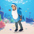 Blue and White Toddler Singing Daddy Shark Halloween Costume - 2T-4T - IMAGE 1