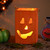 Large Orange Wood Jack O Lantern Halloween Candle Lantern - 8" - IMAGE 1