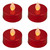 LED Flameless Flickering Tea Light Candles - Metallic Red- Set of 4 - IMAGE 4