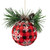 Buffalo Plaid and Pine Needle Snowflake Christmas Ball Ornament - 5.5" - Black and Red - IMAGE 1
