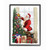 Green and Red Santa Decorating Christmas Tree Rectangular Framed Wall Art 20" x 16" - IMAGE 1