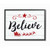 White Believe Typography with Red Sleigh and Star Rectangular Framed Wall Art 14" x 11" - IMAGE 1