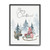 Gray and Black "Merry Christmas" Raccoon Forest Present Sleigh Framed Wall Art 20" x 16" - IMAGE 1