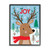 Blue and Brown Holly Reindeer Christmas Rectangular Framed Wall Art 14" x 11" - IMAGE 1