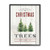 White and Green Christmas Trees Oversized Black Framed Wall Art 20" x 16" - IMAGE 1