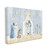 Blue and Yellow Nativity Barn Stable Scene Stretched Christmas Wall Art 20" x 16" - IMAGE 1