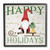 White and Black "Happy Holidays" Gnome Stretched Square Framed Christmas Wall Art 12" - IMAGE 1