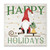 Green and White "Happy Holidays" Gnome Stretched Square Framed Christmas Wall Plaque Art 12" - IMAGE 1