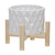 Diamond Ceramic Outdoor Planter with Stand - 7" - White and Beige - IMAGE 1