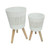 Set of 2 White and Beige Ceramic Outdoor Standing Planters with Tripod Legs 21" - IMAGE 1