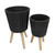 Ceramic Outdoor Tripod Legs Standing Planters - 12" - Black and Beige - Set of 2 - IMAGE 1