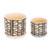 Ceramic Outdoor Planters with Saucers - 8" - Beige and Brown - Set of 2 - IMAGE 1