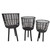 Set of 3 Black and Beige Bamboo Wood Outdoor Footed Planters on Angled Legs 30" - IMAGE 1