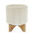 9" White and Tan Brown Dots Ceramic Planter on Stand - IMAGE 1