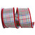 White and Red Frosted Steward's Plaid Wired Edge Craft Ribbon 2.5" x 10 Yards - IMAGE 1