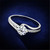 Women's Sterling Silver Traditional Style Engagement Ring with CZ Stones - Size 7 - IMAGE 1