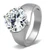 Women's Stainless Steel Solitaire Engagement Ring with CZ - Size 7 (Pack of 2) - IMAGE 1