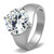 Women's Stainless Steel Solitaire Engagement Ring with CZ - Size 8 (Pack of 2) - IMAGE 1