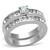 2-Piece Women's Stainless Steel Wedding Ring Set with Round Cubic Zirconia, Size 6 - IMAGE 1
