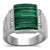 Men's Stainless Steel Ring with Emerald Synthetic Malachite and Clear Stones - Size 9 - IMAGE 1