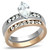 2-Piece Women's Two Tone Rose Gold IP Stainless Steel Wedding Ring Set with CZ, Size 7 - IMAGE 1