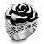 Women's Flower Shaped Stainless Steel Ring with Jet Black Epoxy - Size 5 (Pack of 3) - IMAGE 1