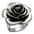 Stainless Steel Flower Shaped Women's Ring with Black Jet Epoxy - Size 6 - IMAGE 1