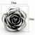 Stainless Steel Flower Shaped Women's Ring with Black Jet Epoxy - Size 6 - IMAGE 2