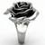 Stainless Steel Flower Shaped Women's Ring with Black Jet Epoxy - Size 6 - IMAGE 4