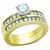 2-Piece Women's Two-Tone Gold IP Stainless Steel Wedding Ring Set with CZ, Size 7 - IMAGE 1