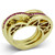 3-Piece IP Heart Shaped Stainless Steel Women's Rings Set with Fuchsia Crystals, Size 10 - IMAGE 1