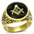 Men's Gold IP Stainless Steel Masonic Ring with Clear Crystal and Black Epoxy - Size 12 (Pack of 2) - IMAGE 1