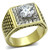 Men's Two Tone Gold Ion Plated Stainless Steel Ring with CZ Stones - Size 13 - IMAGE 1