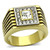 Men's Two Tone Gold IP Stainless Steel Ring with Clear Crystals and Epoxy - Size 12 - IMAGE 1