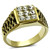Men's Black and Gold IP Stainless Steel Ring with Clear Crystals - Size 12 (Pack of 2) - IMAGE 1