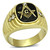 Men's Gold IP Stainless Steel Masonic Style Ring with Clear Crystals - Size 9 - IMAGE 1